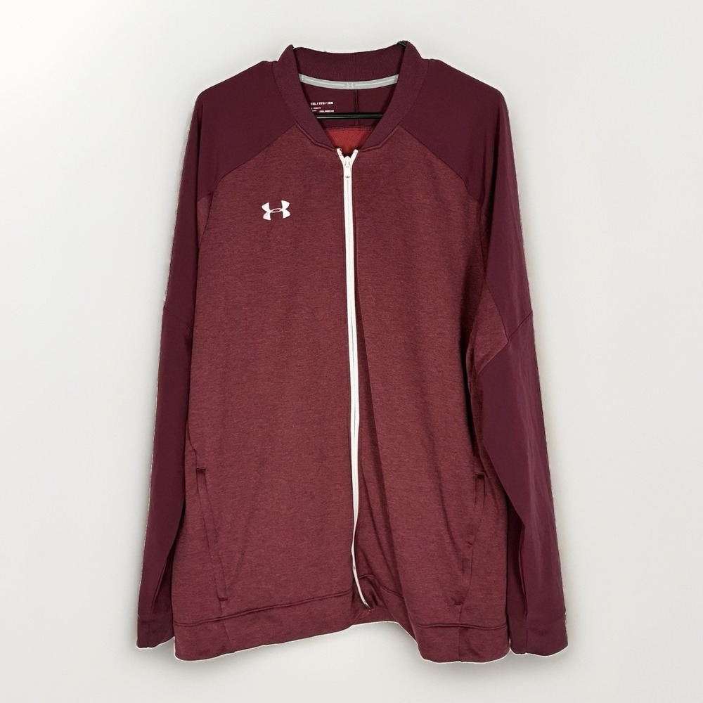 Under Armour ColdGear Full Zip Loose Fit Burgundy Maroon Jacket Mens XXL 2XL